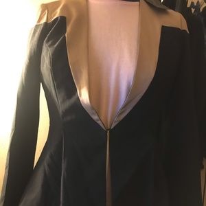 Black blazer with hook closure & suede detail